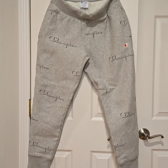 Champion Light Gray Joggers with Logo Men's LARGE - Picture 7 of 12